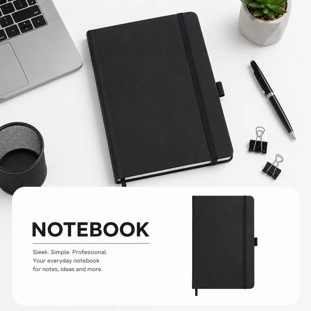 notebook_black_product_ad_compressed Promotional Notebook 3 - الصورة 1