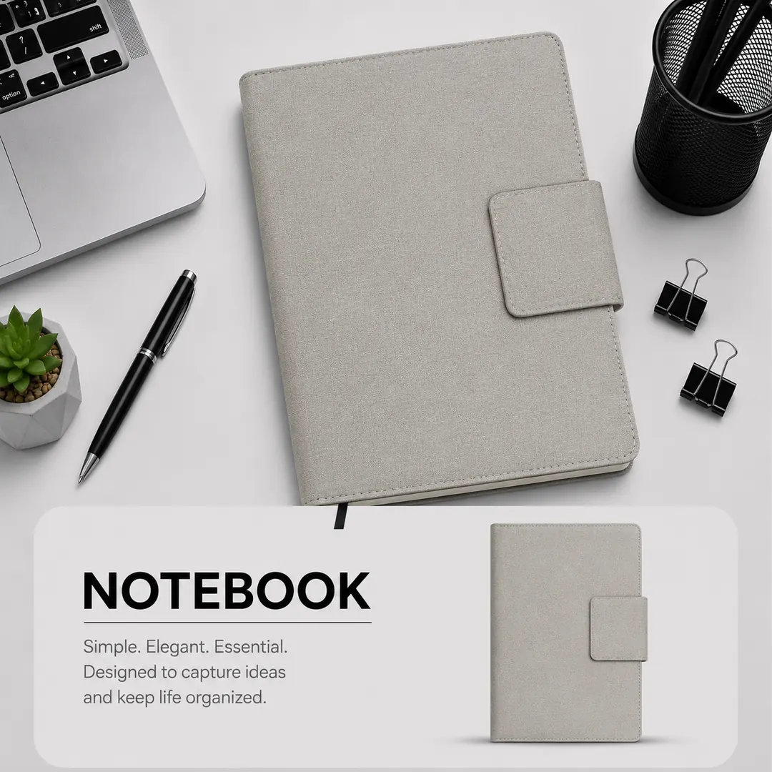 notebook_light_gray_flap_product_ad_compressed Promotional Notebook 21 - الصورة 1