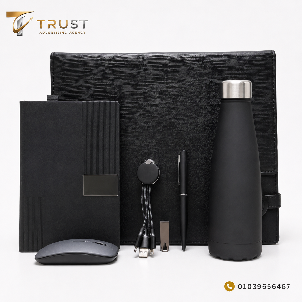 a_clean_studio_product_photography_scene_on_a_whit هدايا شركات فاخرة وأنيقة | بوكس هدايا مميز للعملاء – Trust Giveaways - الصورة 1