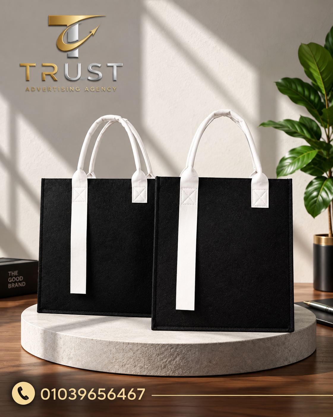 trust_black_white_bags_compressed شنطة دعائية للشركات – Tote Bag Promotional Gift | Corporate Tote Bag – Product 02 - الصورة 1